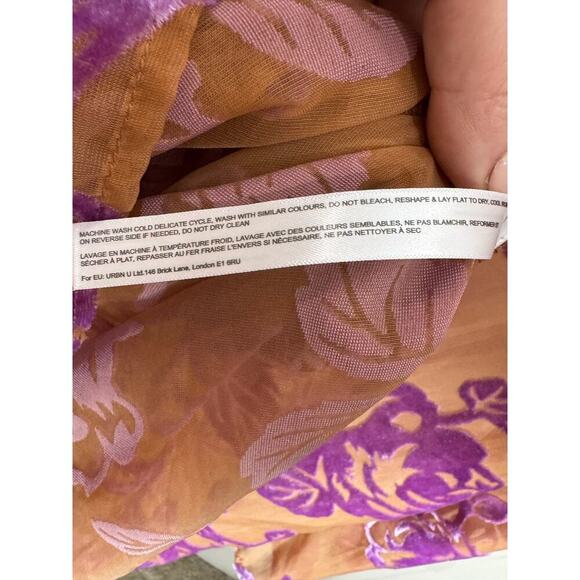 NWT Velvet Burnout Floral Swim cover Robe Lightweight Sheer M Tie Front 90s Y2K - Picture 8 of 9